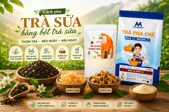 Cách pha trà sữa bằng bột trà sữa chuyên dụng