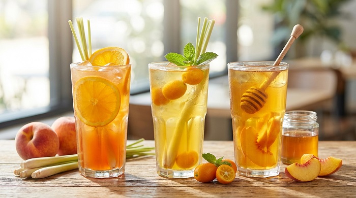 Cách biến tấu trà đào hấp dẫn hơn
